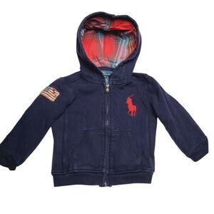 Polo Ralph Lauren Blue Big Pony Full Zip Hoodie Infant Size 12 Months